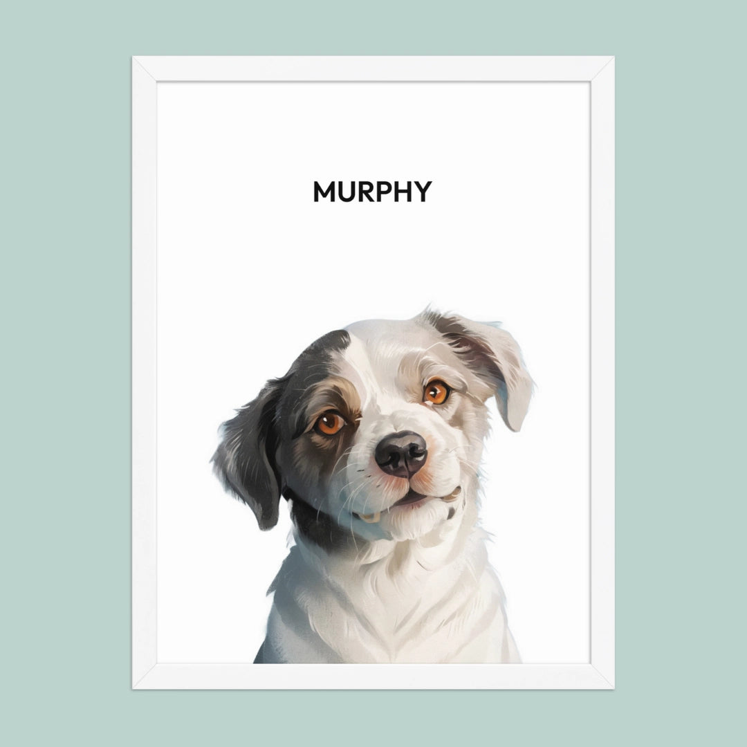 Custom pet portrait of a dog named "Murphy".