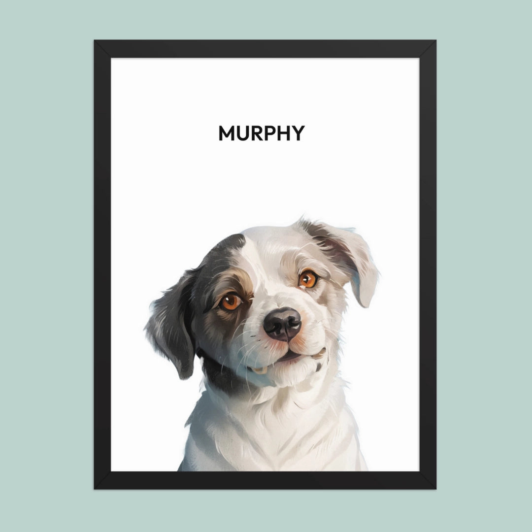 Custom pet portrait of a dog.